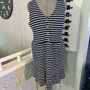 NWT Loft Jacquard Button V-Neck Swing Dress